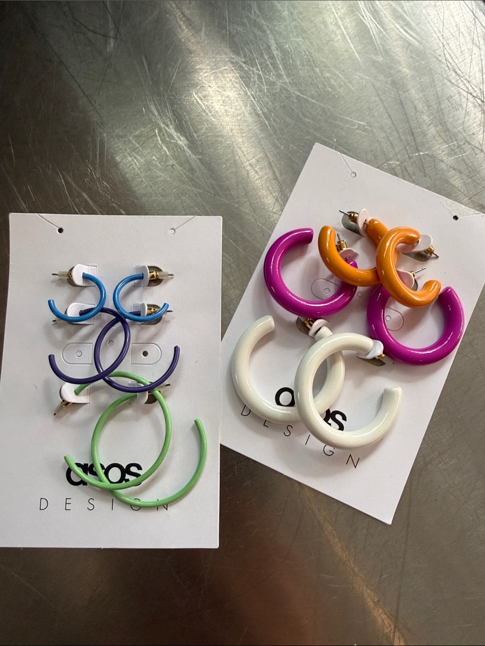 ASOS  Colorful Hoop Earring Set - White, Pink, Orange, Blue, Purple, Green